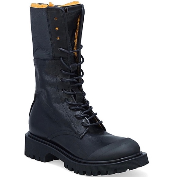 AS.98 Trevy Fur Sherpa lined combat boots black orange 39 8.5 9 worn few x’s - Picture 3 of 10